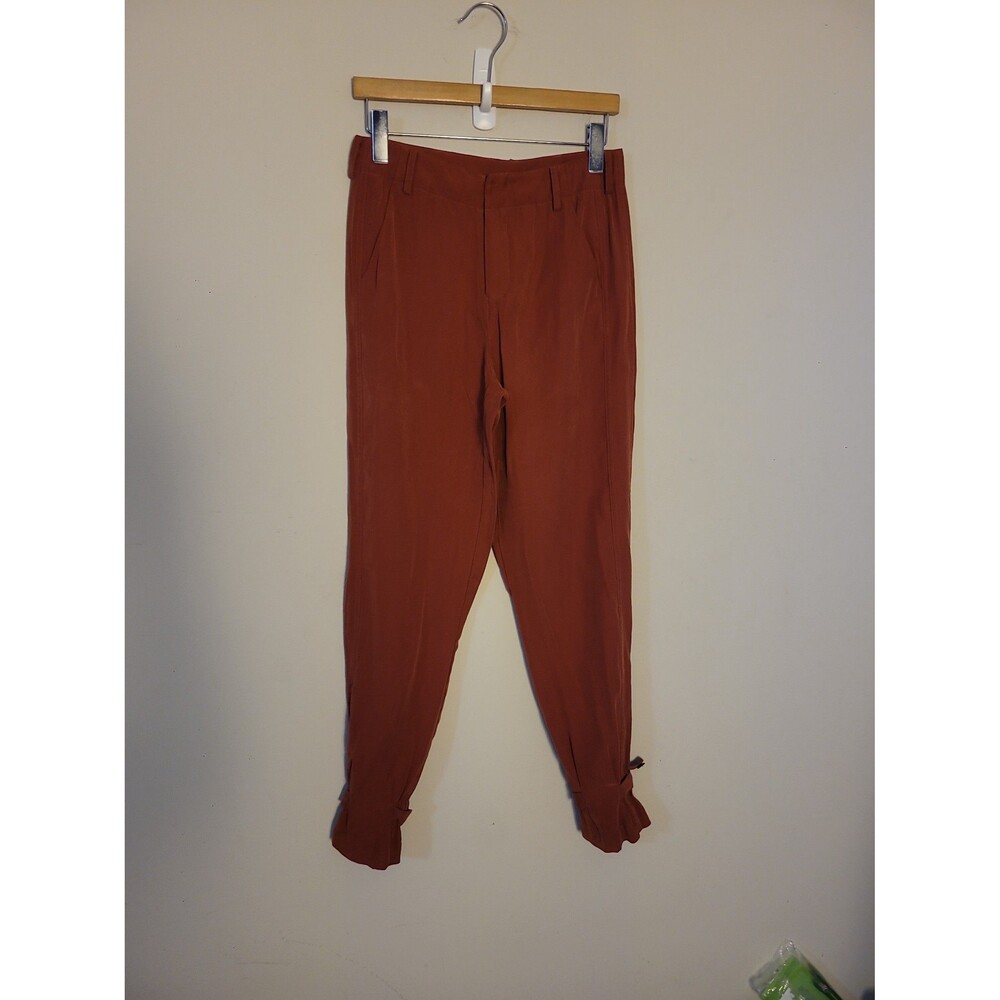 Current Air Burnt Orange Tab Leg Pant Sz S High Rise Pockets